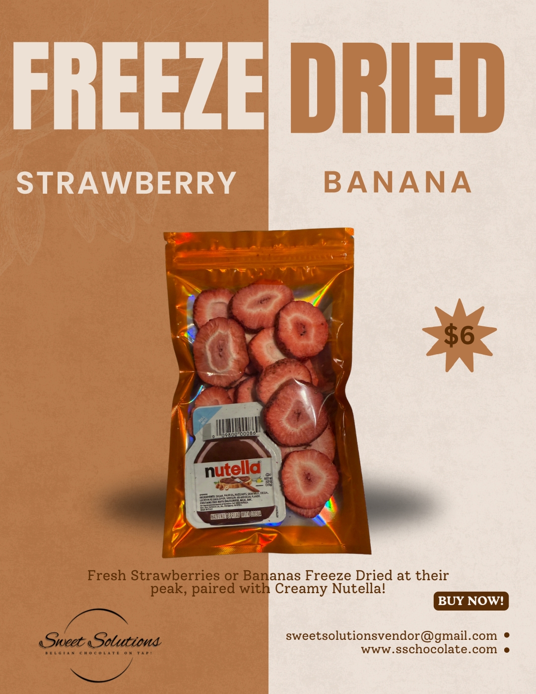 Freeze Dried Strawberry Banana with Nutella